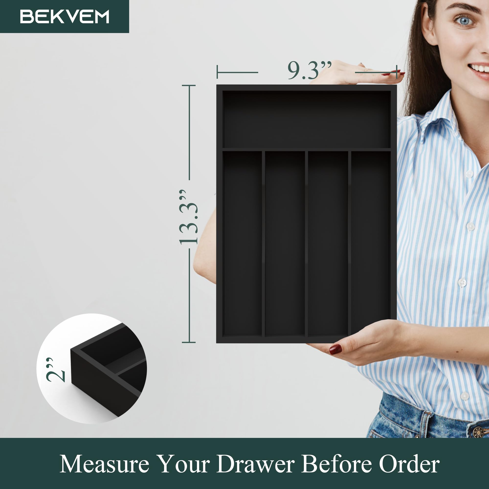 BEKVEM eco-friendly kitchen storage solution complements tidy drawers and surfaces.