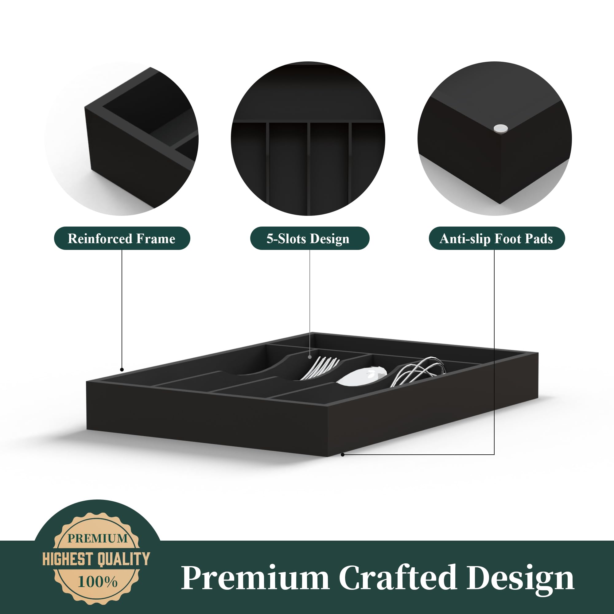 BEKVEM five-slot tray for kitchen drawers optimizes space and access.
