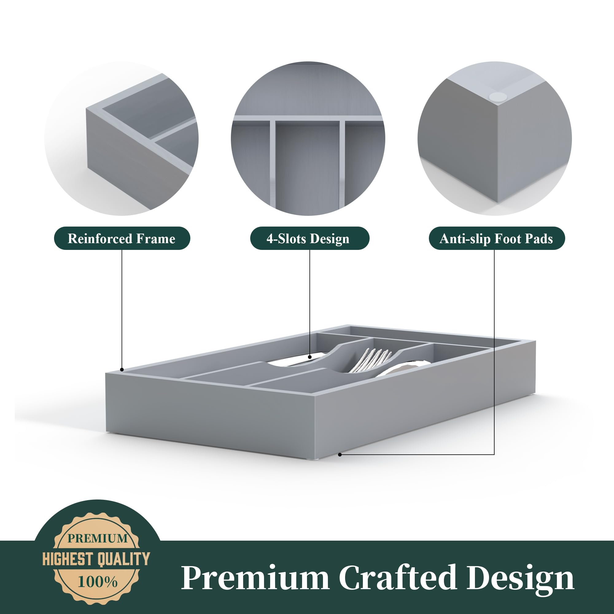 BEKVEM expandable tray demonstrates flexible fit for different drawer sizes.
