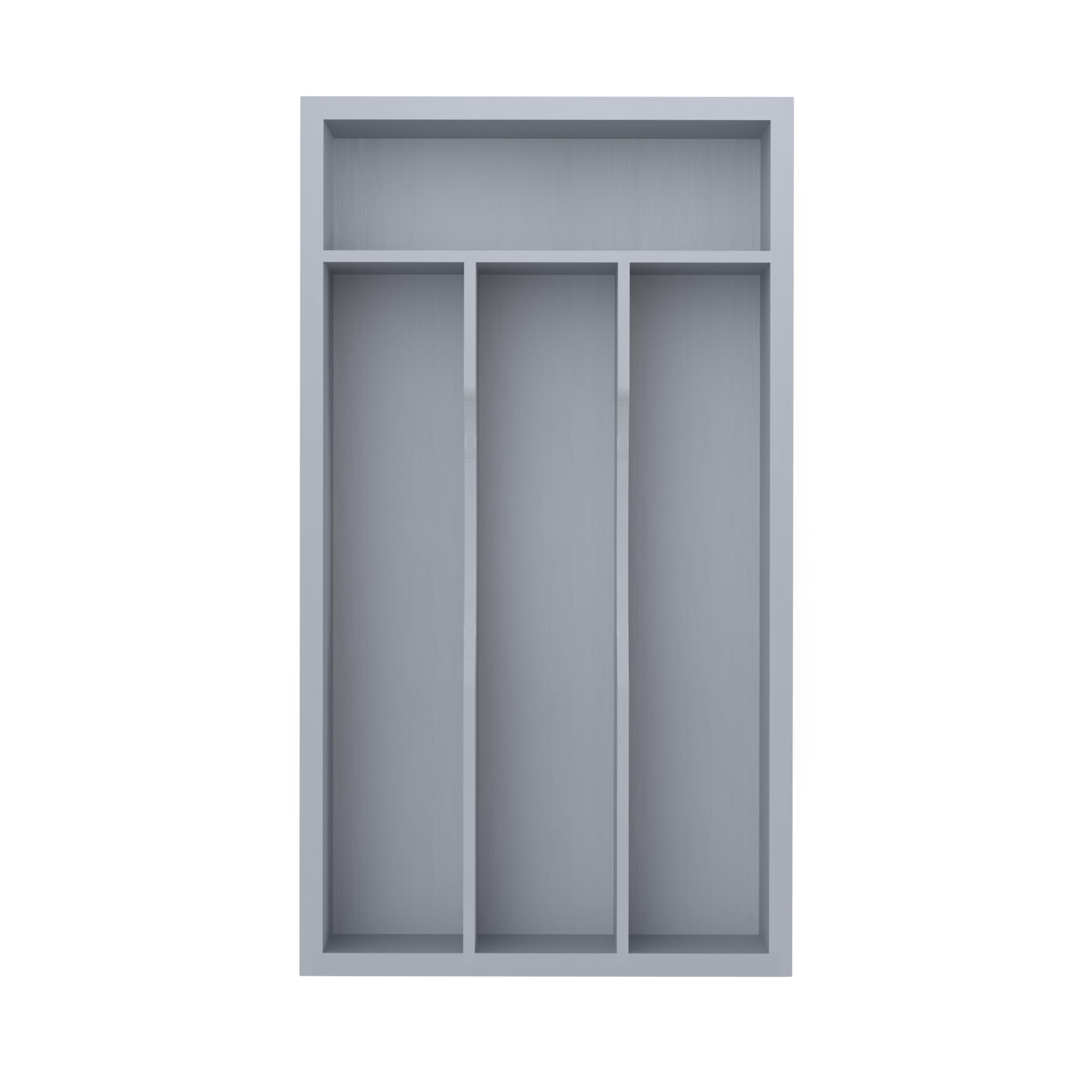 BEKVEM silverware organizer in grey, full-drawer view for efficient utensil storage.