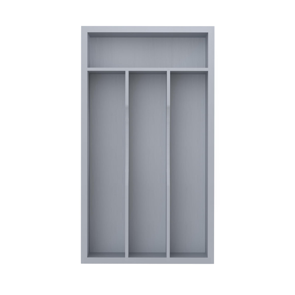 BEKVEM silverware organizer in grey, full-drawer view for efficient utensil storage.