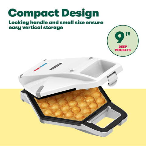 BELLA waffle iron with 180-degree flip ensures even cooking.