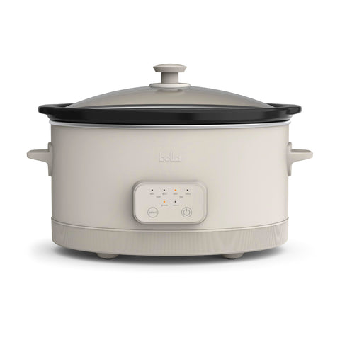 Bella 6-Qt slow cooker with oatmilk finish and stoneware pot for easy meals