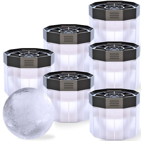 BELLA AMAZING premium ice ball molds 6-pack with 2.5-inch spheres for slow-melting drinks.