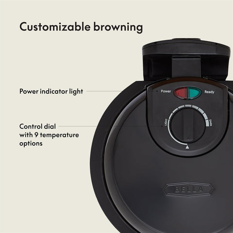 BELLA Classic rotating waffle maker browning control dial for customization