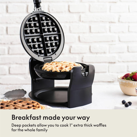 BELLA Classic rotating waffle maker compact design with folding handle