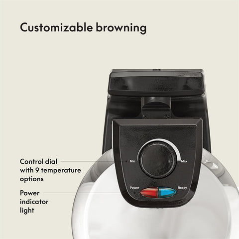 BELLA rotating waffle maker with removable drip tray for quick cleanup