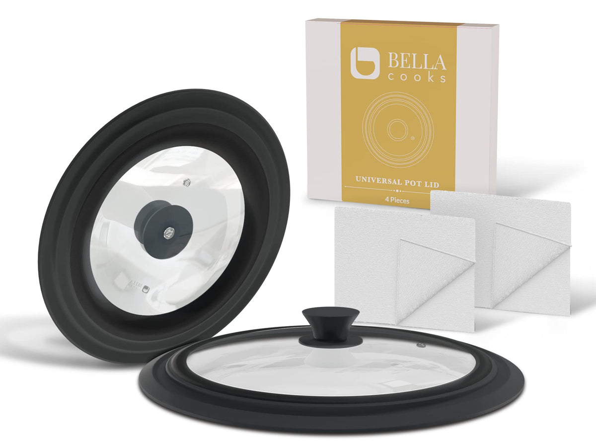 Bella Cooks universal lid fits 7in cookware with clear glass for monitoring cooking
