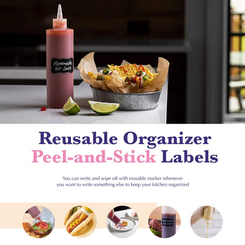 Bellemain 16 oz bottles shown filled with sauces for convenient portions.