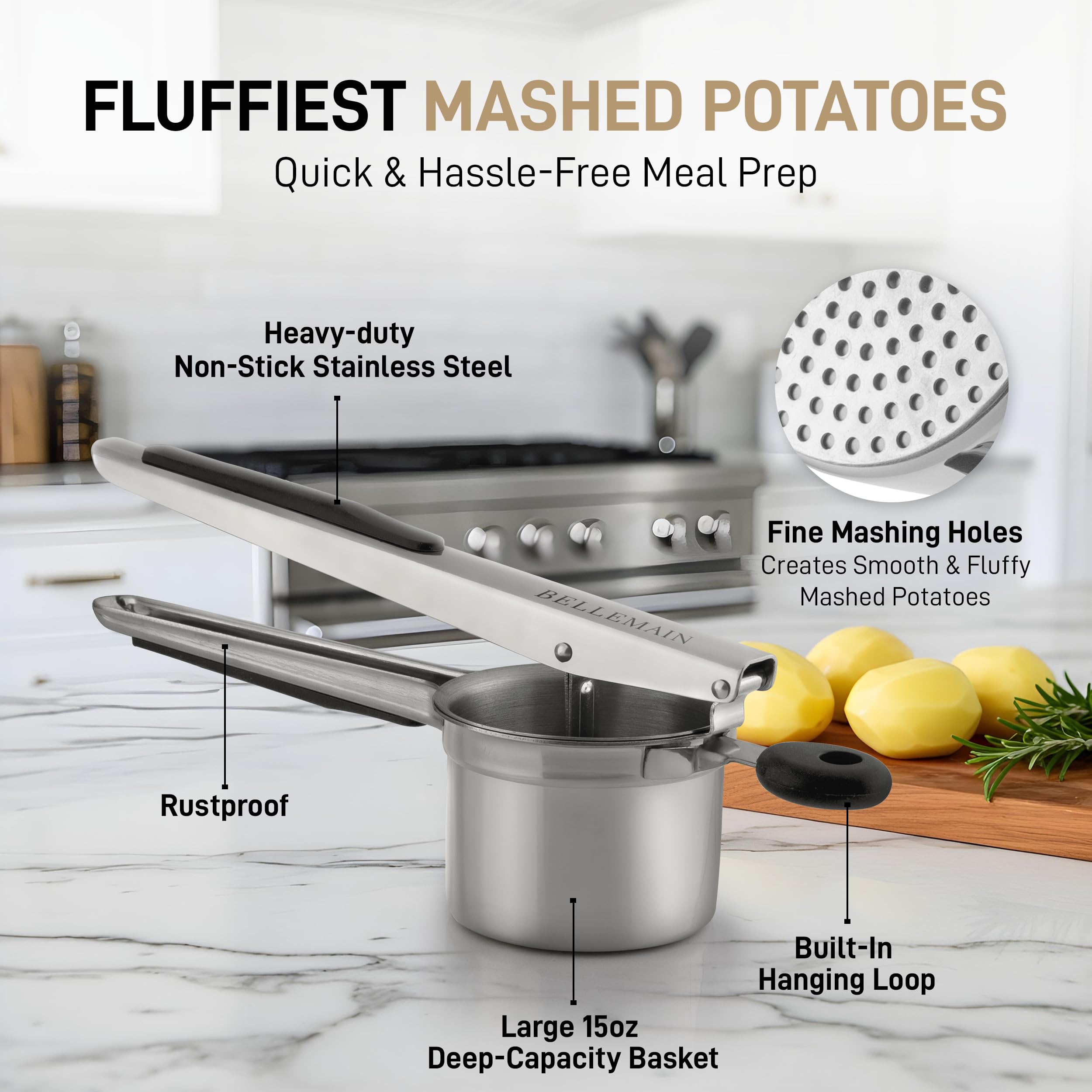 Bellemain 3-disc potato ricer set demonstrates texture control