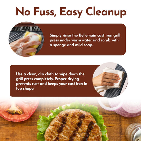 Bellemain bacon press burgers-two-at-a-time enables efficient searing