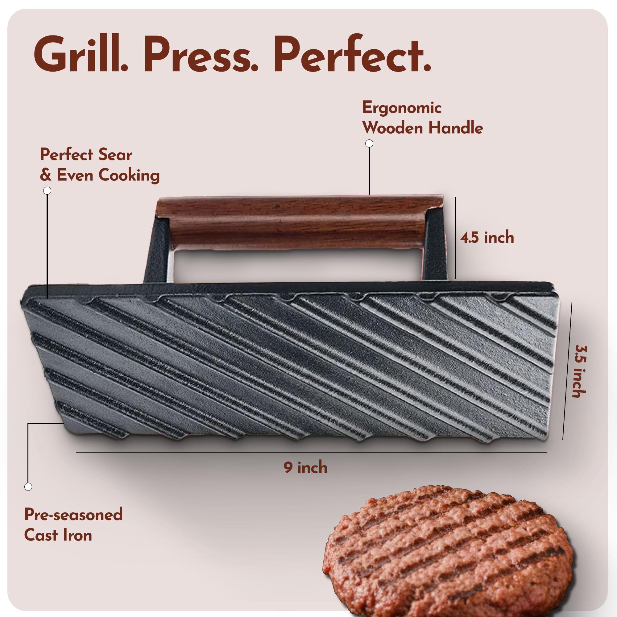 Bellemain bacon press equalized-pressure supports faster, uniform browning