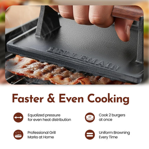 Bellemain bacon press sear-marks demonstrates crisp, restaurant-style lines