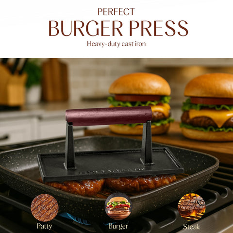Bellemain bacon press wood-handle closeup improves control during searing