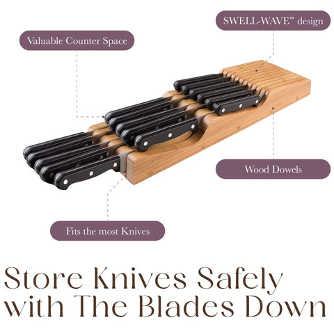Bellemain bamboo kitchen drawer storage helps reduce counter clutter.