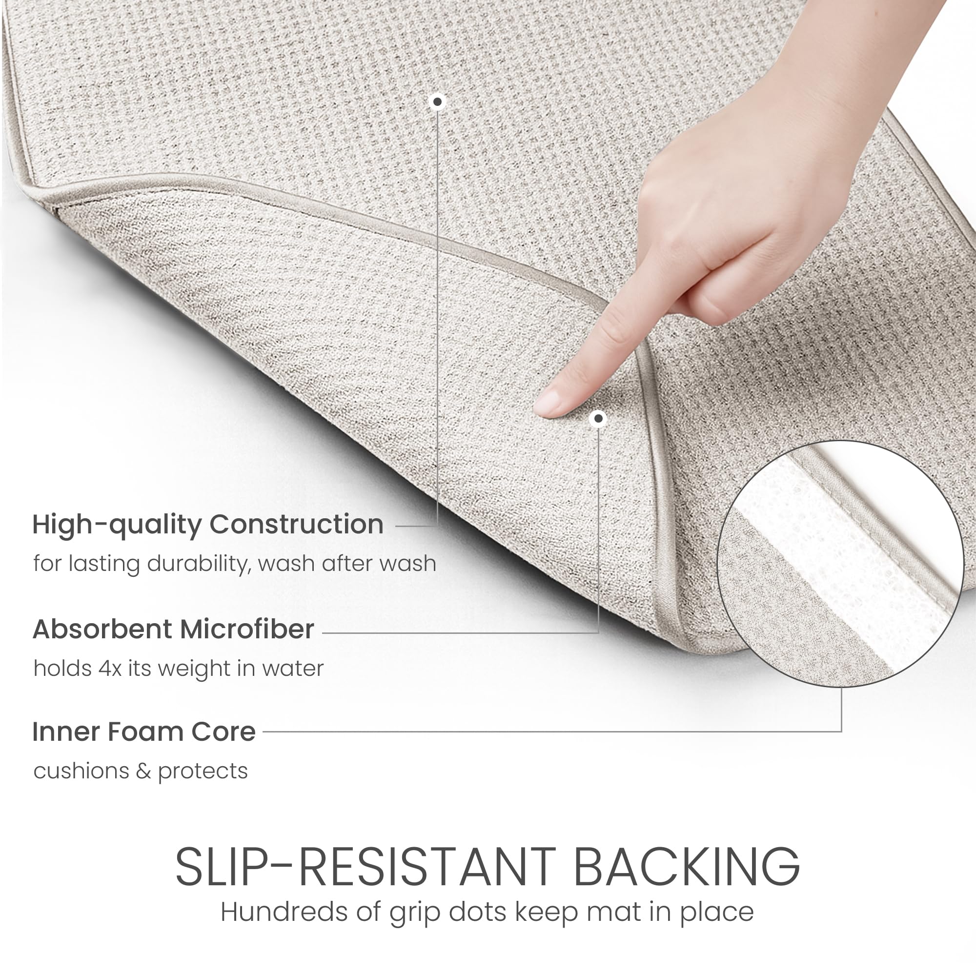 Bellemain dish mat protects countertops from scratches while drying glassware