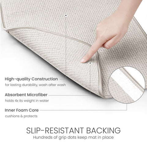 Bellemain dish mat protects countertops from scratches while drying glassware