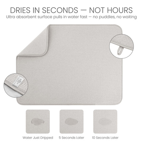 Bellemain thick plush dish mat highlights a cushiony, durable drying surface
