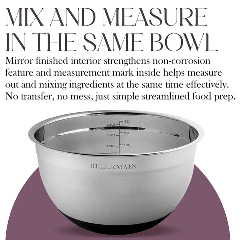 Dishwasher-safe Bellemain stainless steel bowls for easy cleanup