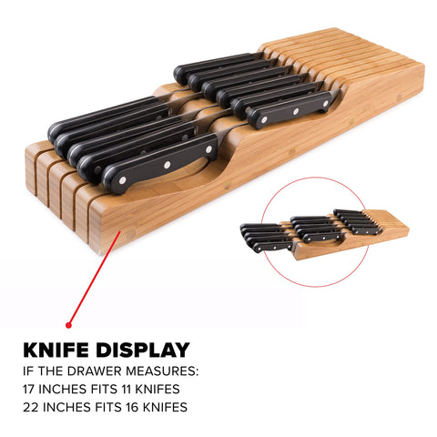 Bellemain drawer knife block measures 17 inches long for a snug fit.