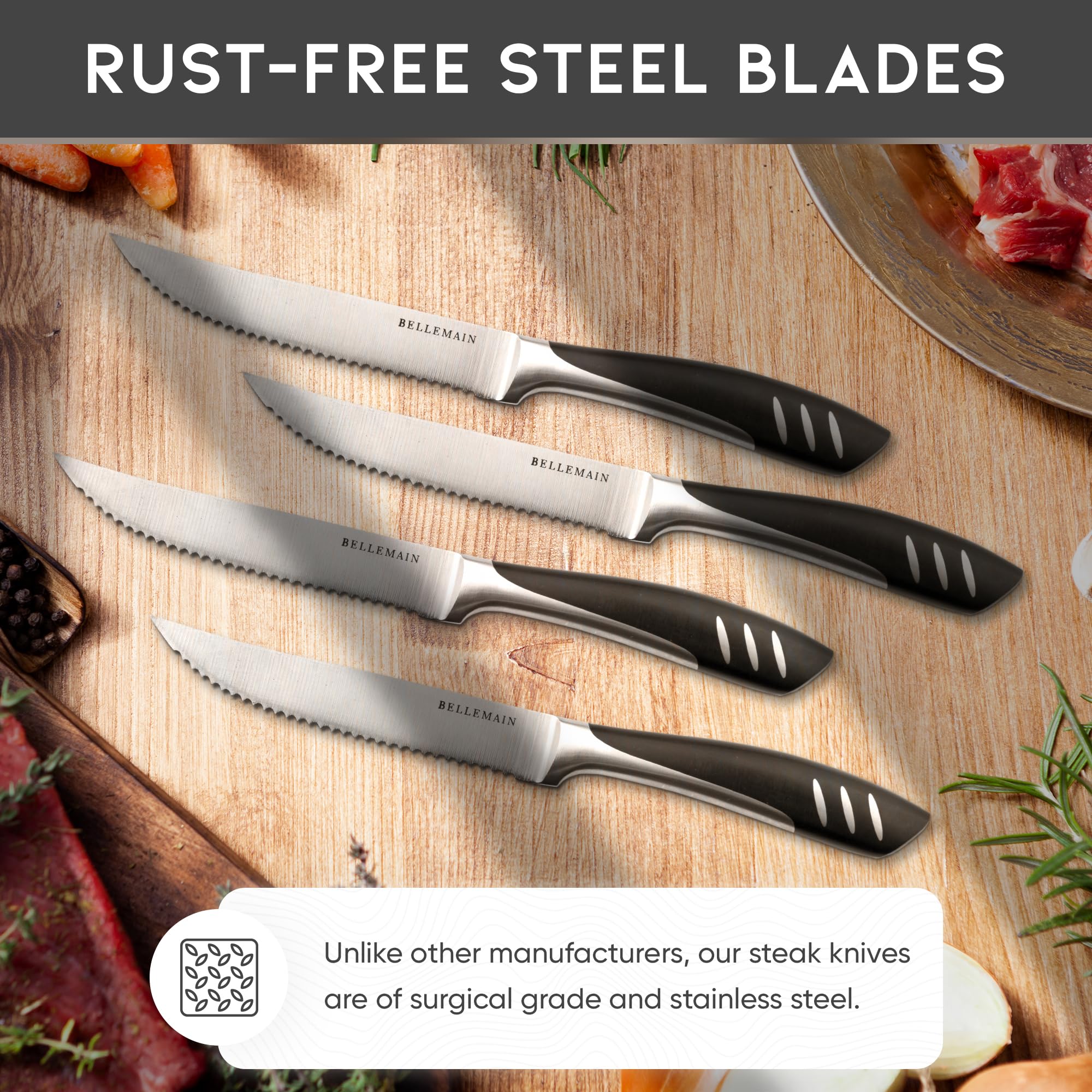 Bellemain ergonomic handle provides comfortable grip during meals