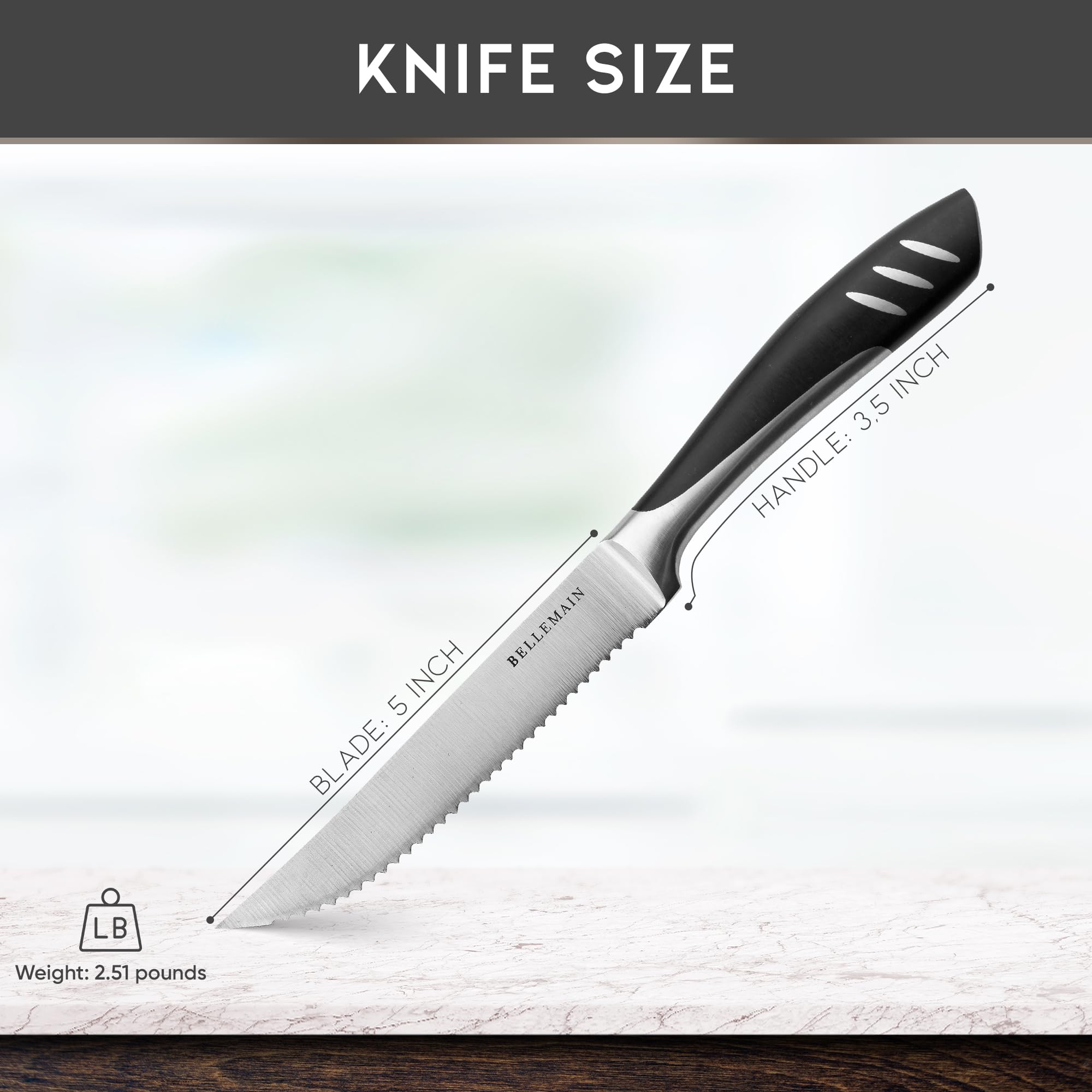 Bellemain full-tang steak knife showing durable construction