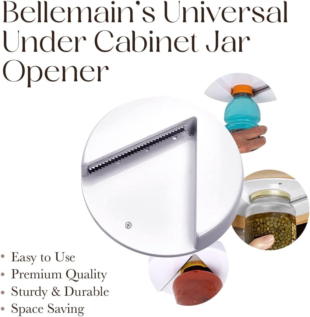 Bellemain jar opener in action opening a jar with minimal effort.