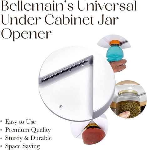 Bellemain jar opener in action opening a jar with minimal effort.