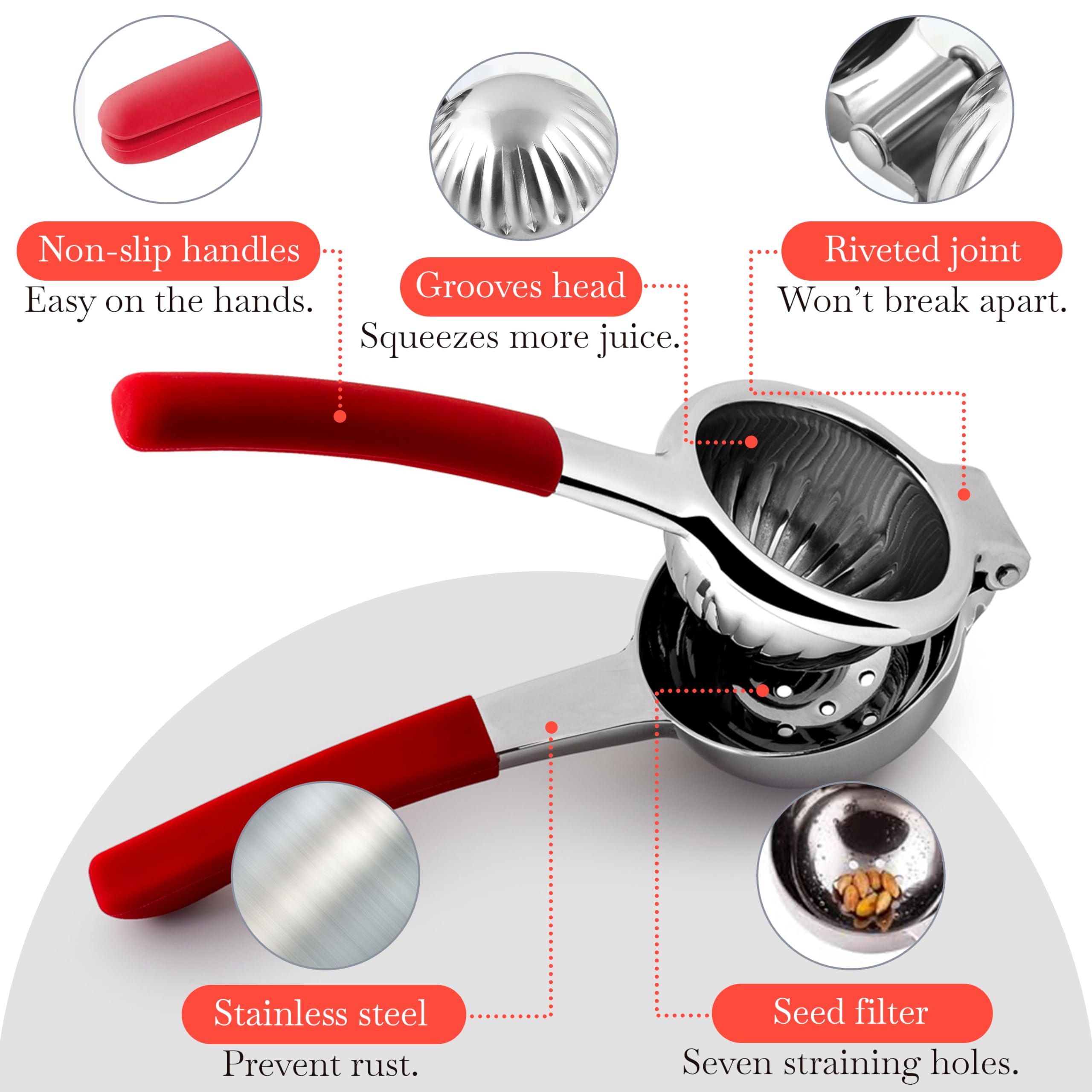 Bellemain lemon squeezer with ergonomic silicone grip handles for comfort