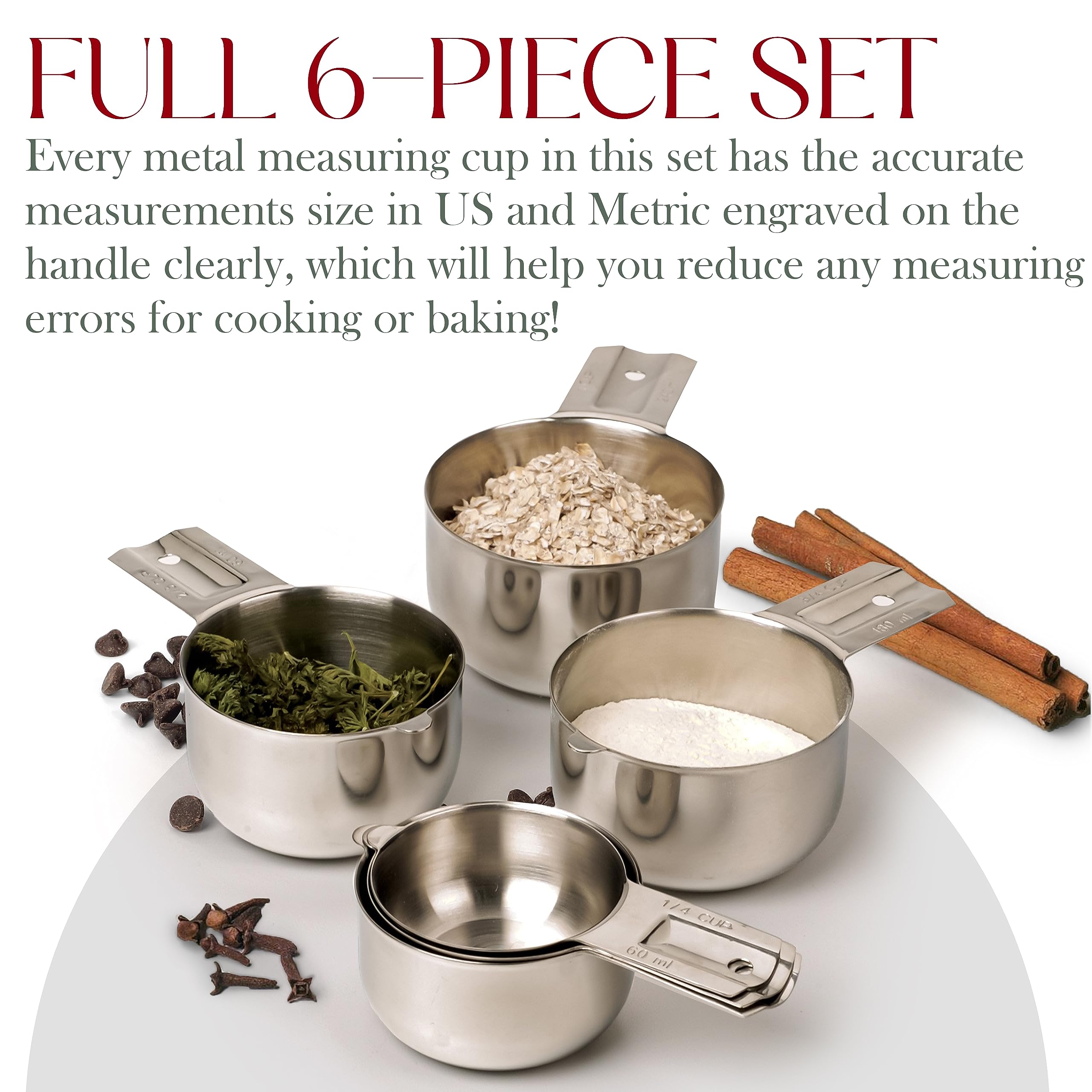 Bellemain cups feature etched ml and oz marks for precise measurement.