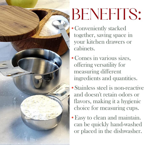 Bellemain wide-handled cups provide a comfortable grip while measuring.