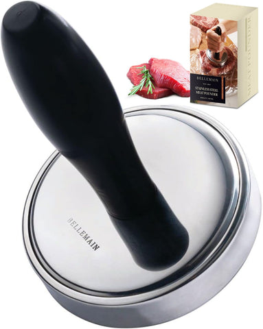 Bellemain meat pounder in action flattening meat for tender results