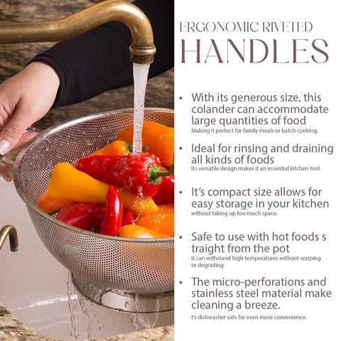 Bellemain no-tip base keeps the colander steady on countertops.