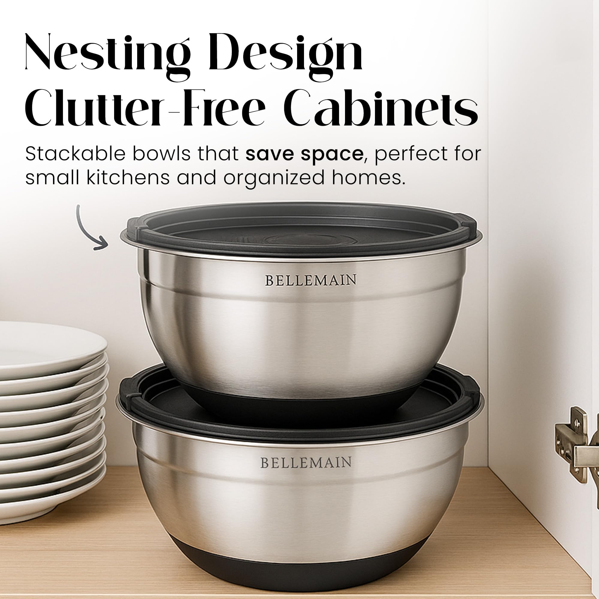 Non-slip bottoms keep Bellemain bowls steady on the counter