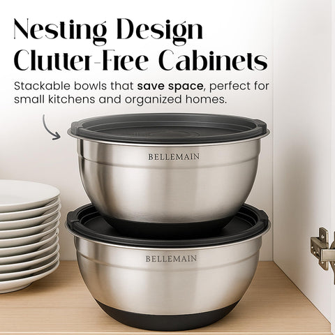Non-slip bottoms keep Bellemain bowls steady on the counter