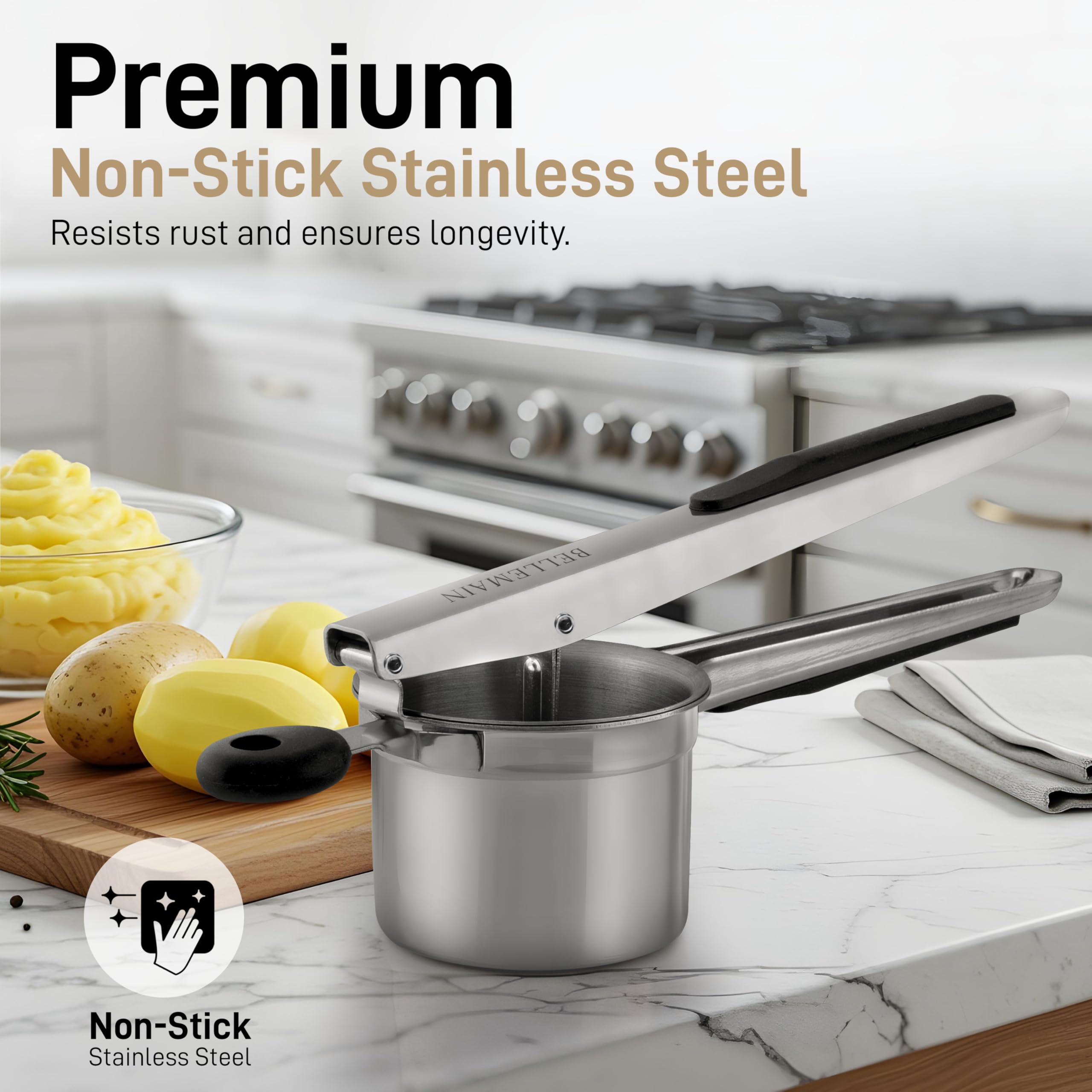 Bellemain potato ricer dishwasher-safe for easy cleanup
