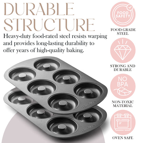 Bellemain Premiere Donut Pan nonstick coating eases release during baking.