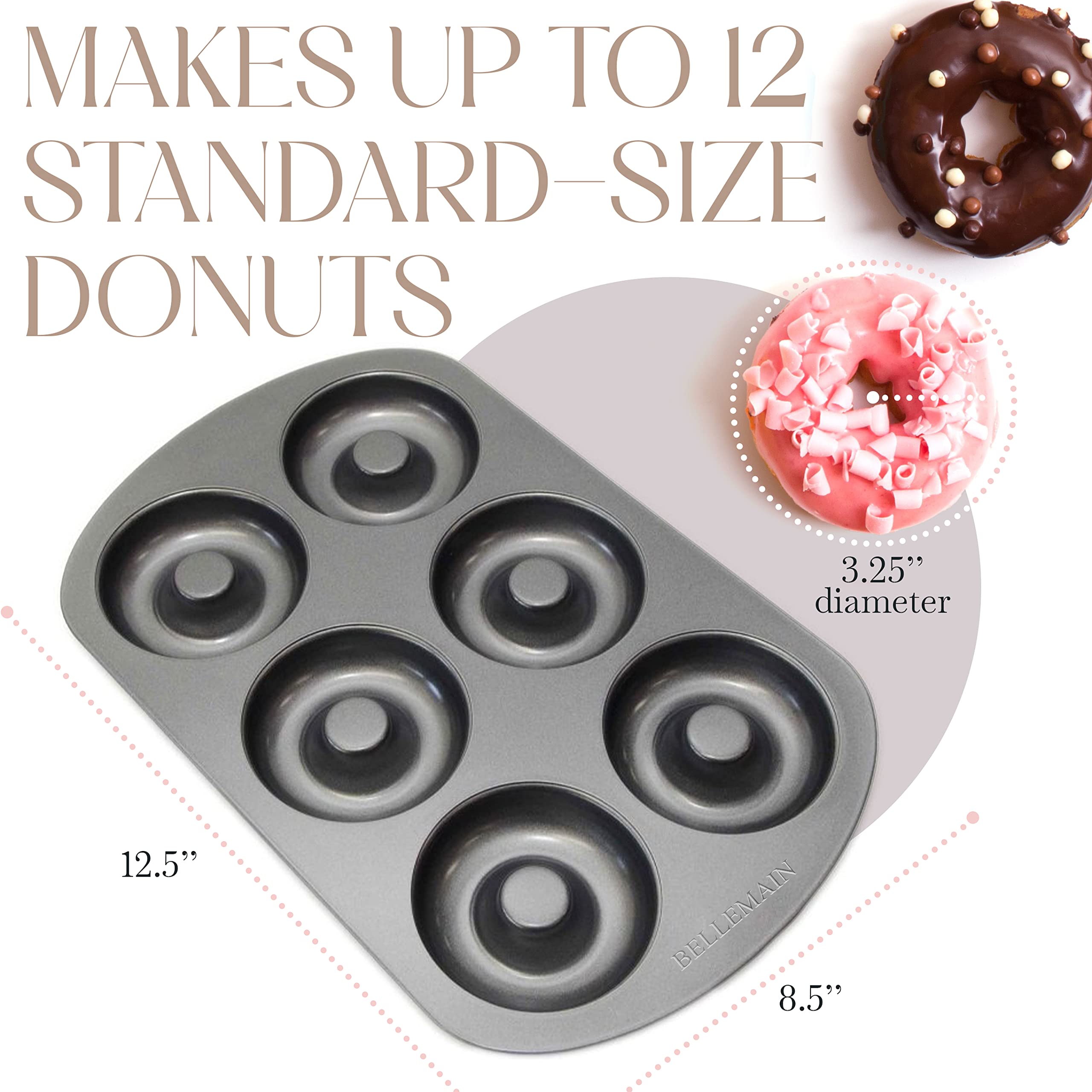 Bellemain Premiere Donut Pan six-mold setup ready for batch baking.