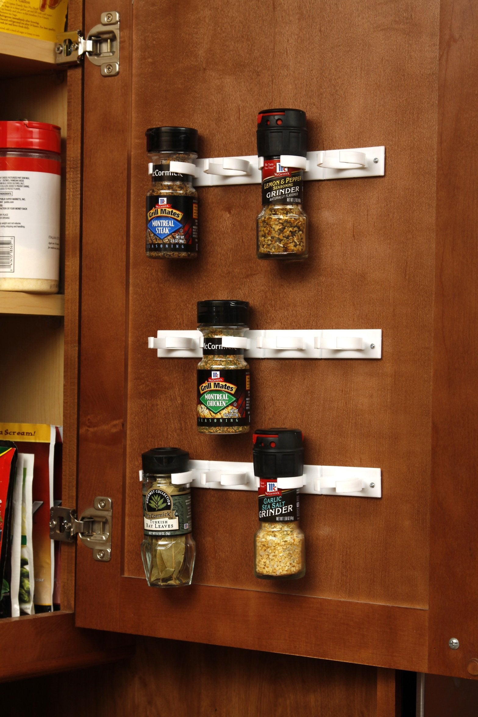 Bellemain durable plastic with 3M backing securely anchors spice display.