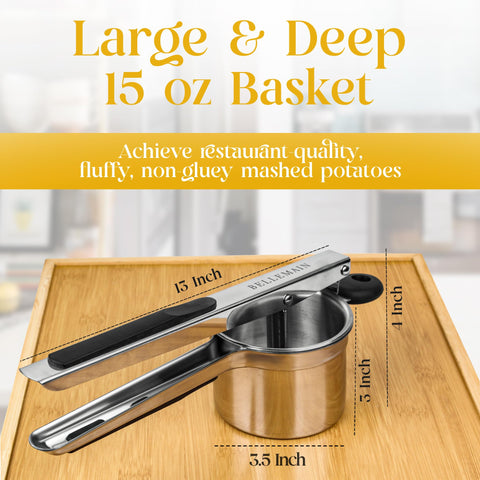 Stainless steel Bellemain ricer built to last daily use