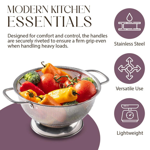 Bellemain colander drains vegetables and pasta efficiently for everyday use.