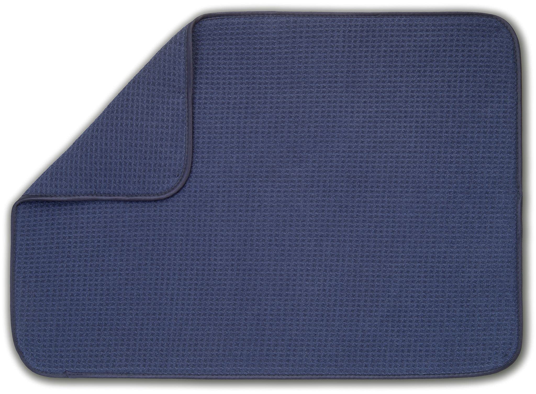 Bellemain XXL Dish Mat in navy shown full sink coverage for large loads, quick-dry performance.