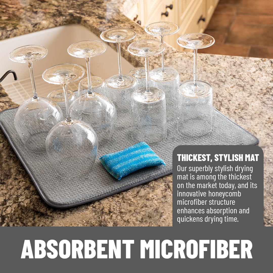 Bellemain XXL dish mat honeycomb closeup highlights premium absorption and fast drying.