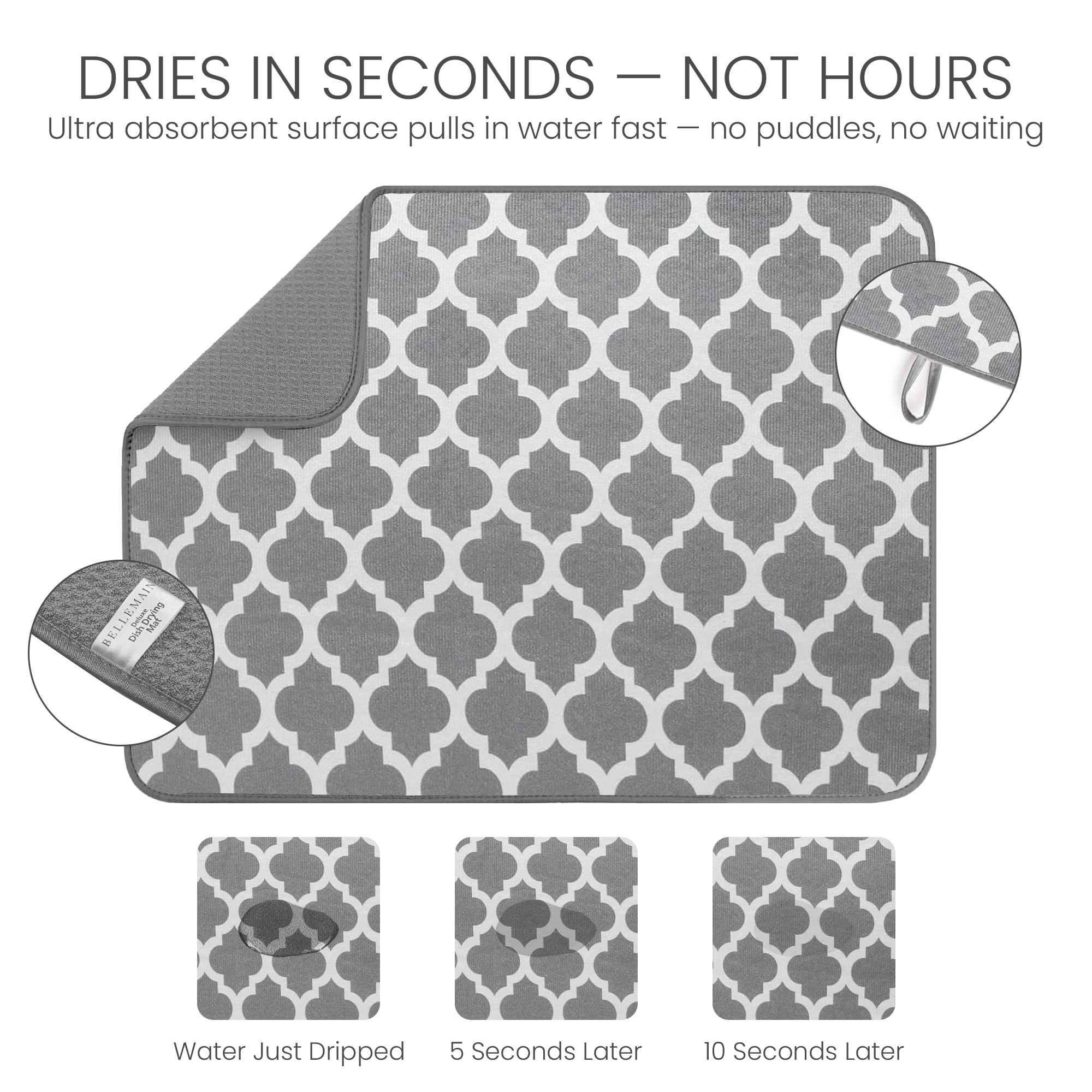 Bellemain XXL dish mat honeycomb weave enables fast drying on counters
