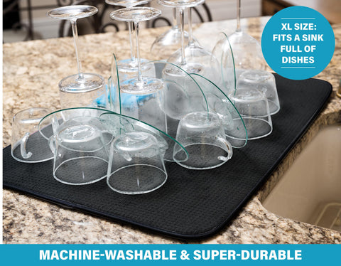 Bellemain XXL dish mat highlights honeycomb weave for faster absorbency.