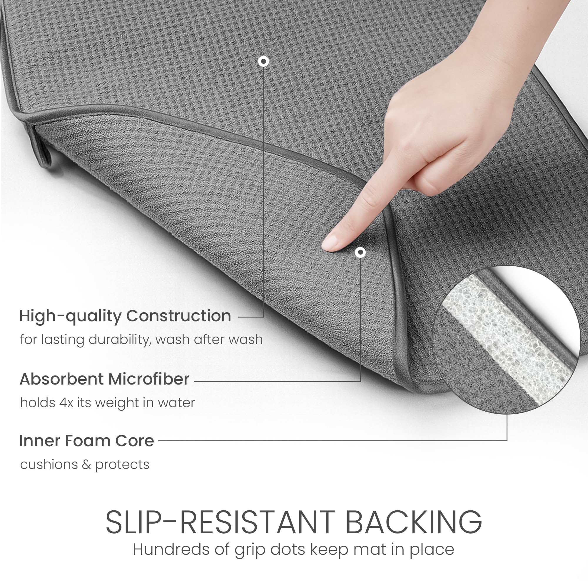 Bellemain XXL Dish Mat quick-dry hang tag for easy storage.