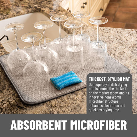 Bellemain XXL dish mat thick, stylish design protects counters during drying