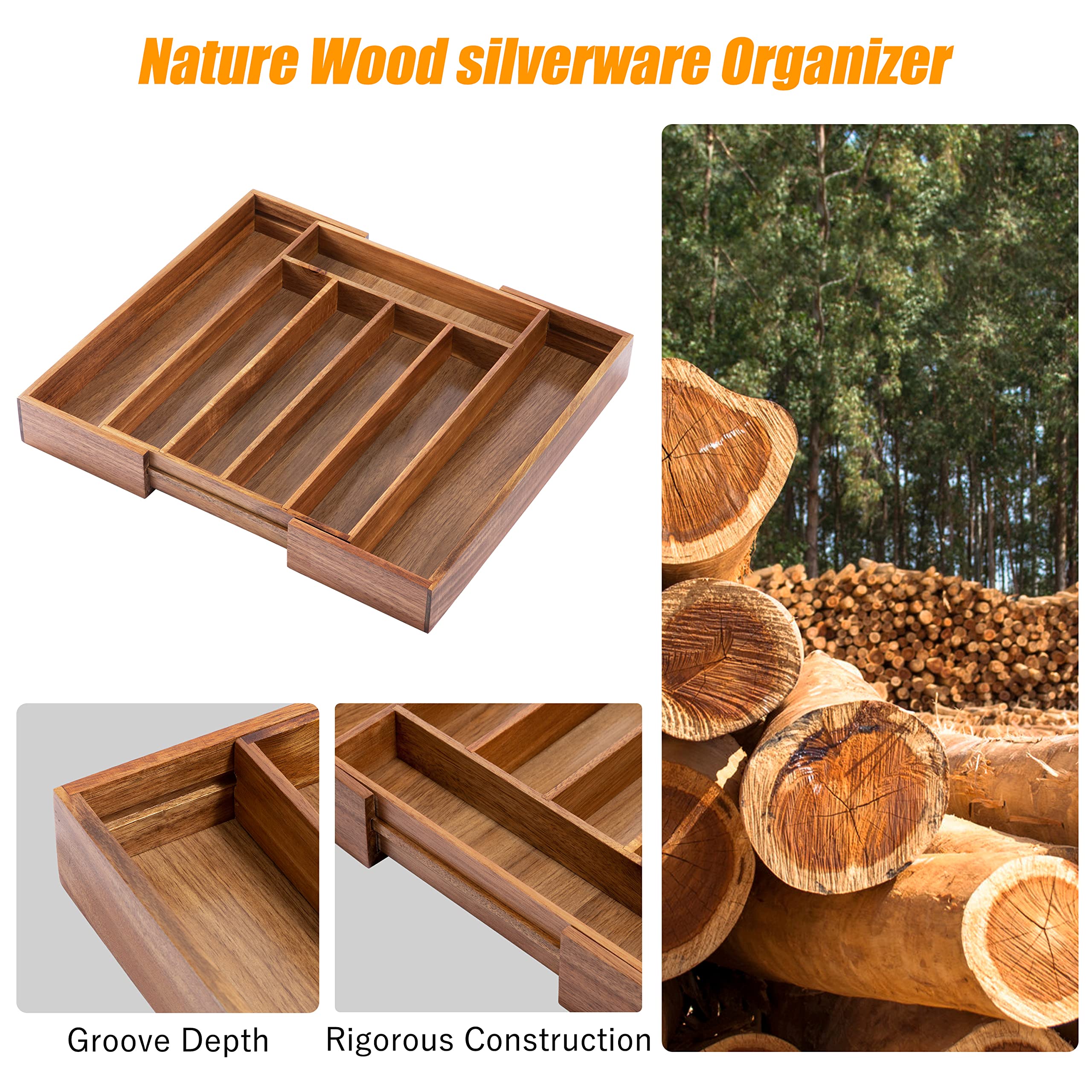 Five to seven compartments keep utensils separated and easy to grab.