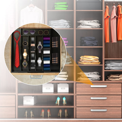 Bellsal kitchen drawer organizer in action keeps ladles and spoons within reach