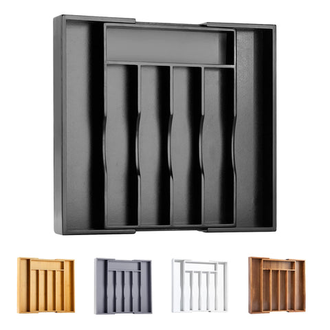 Bellsal expandable bamboo organizer in a drawer keeps utensils neatly organized for quick access